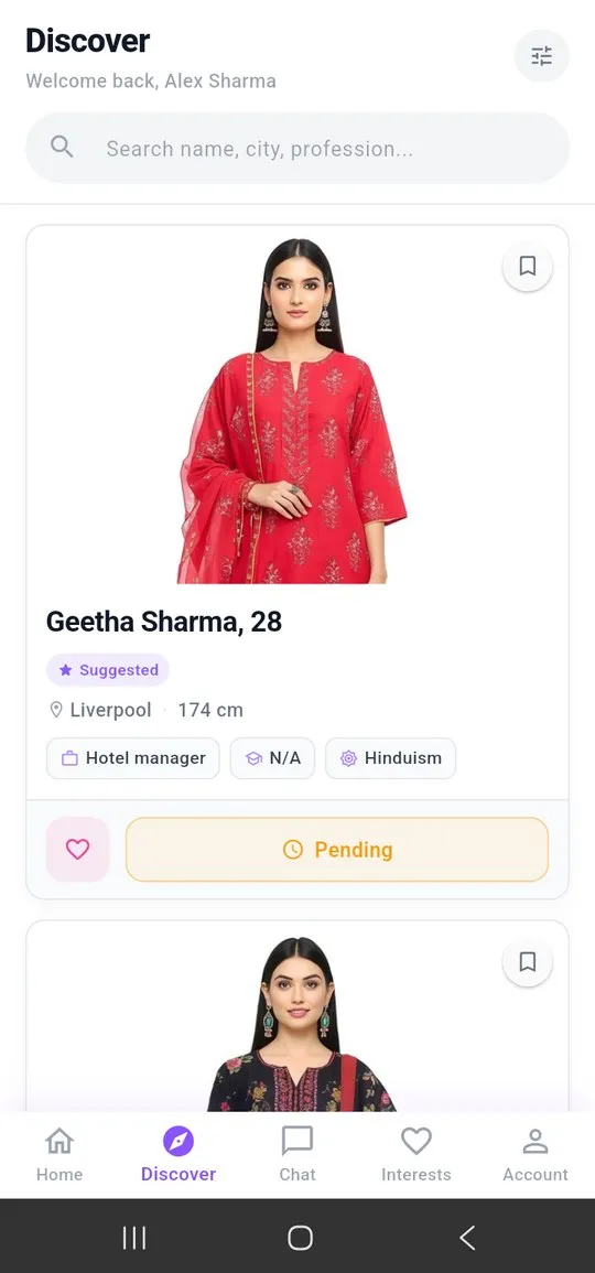 Matchdiary App - Profile Search