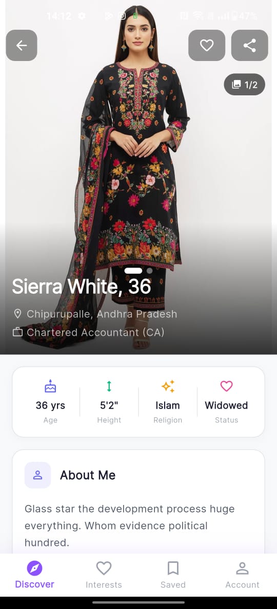 Matchdiary App - Profile Details